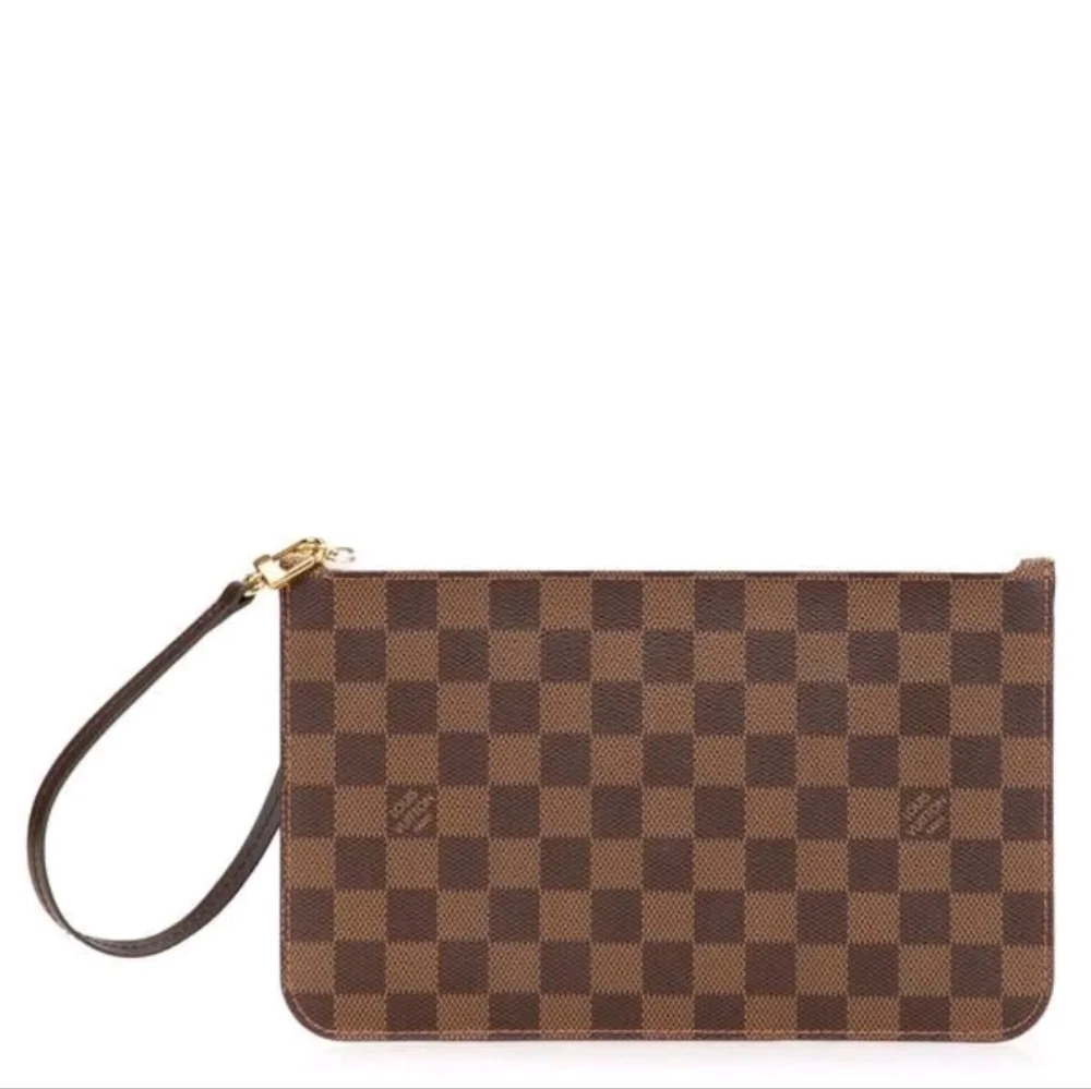 Authentic LOUIS Vuitton LV DAMIER EBENE NEVERFUL GM POCHETTE WRISTLET